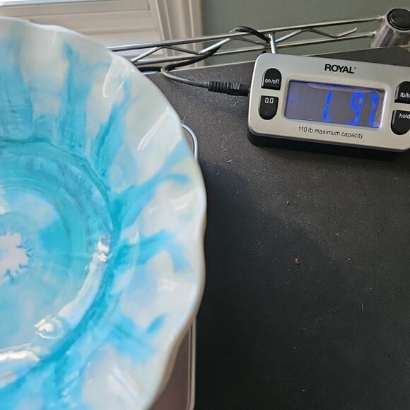 Pier 1 One Imports Marble Wave Turquoise Melamine Coastal Beach Lake 4 Bowl Set - Picture 9 of 9